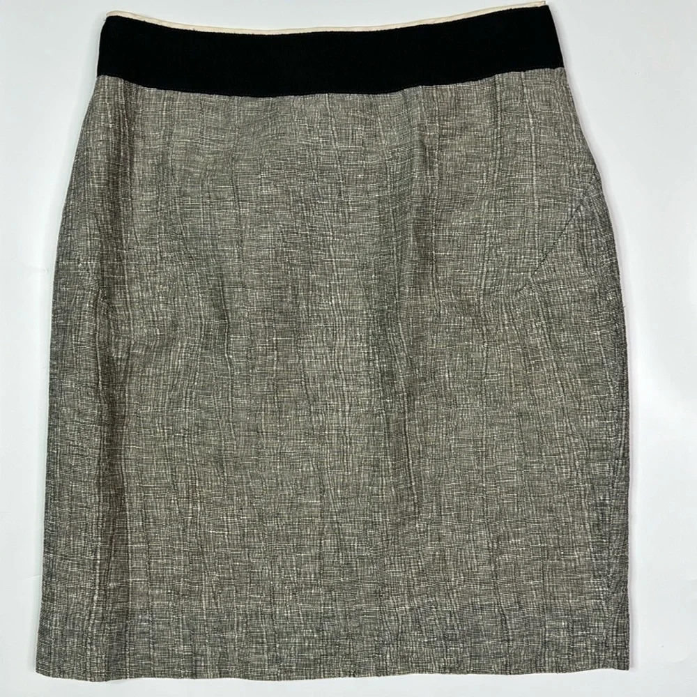 J.Crew Linen Blend Black Gray Penci Skirt Size 4